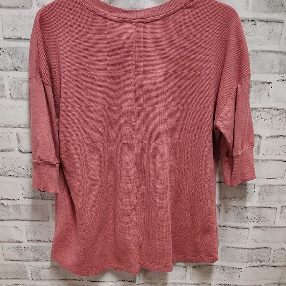 Falls Creek Pink Boxy 3/4 Sleeve Blouse - Picture 3 of 3